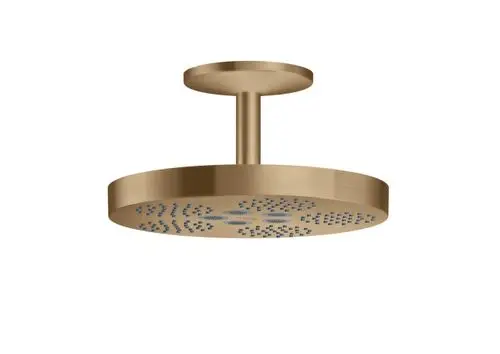 Deckenmontierte Kopfbrause in brushed bronze, mit runder Form und Düsenmuster, hergestellt von AXOR.